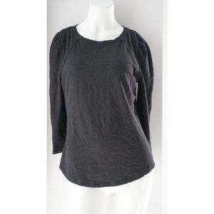 White House Black Market Blouse 3/4 sleeve Round Neck Raglan grey Shirt Sz Small